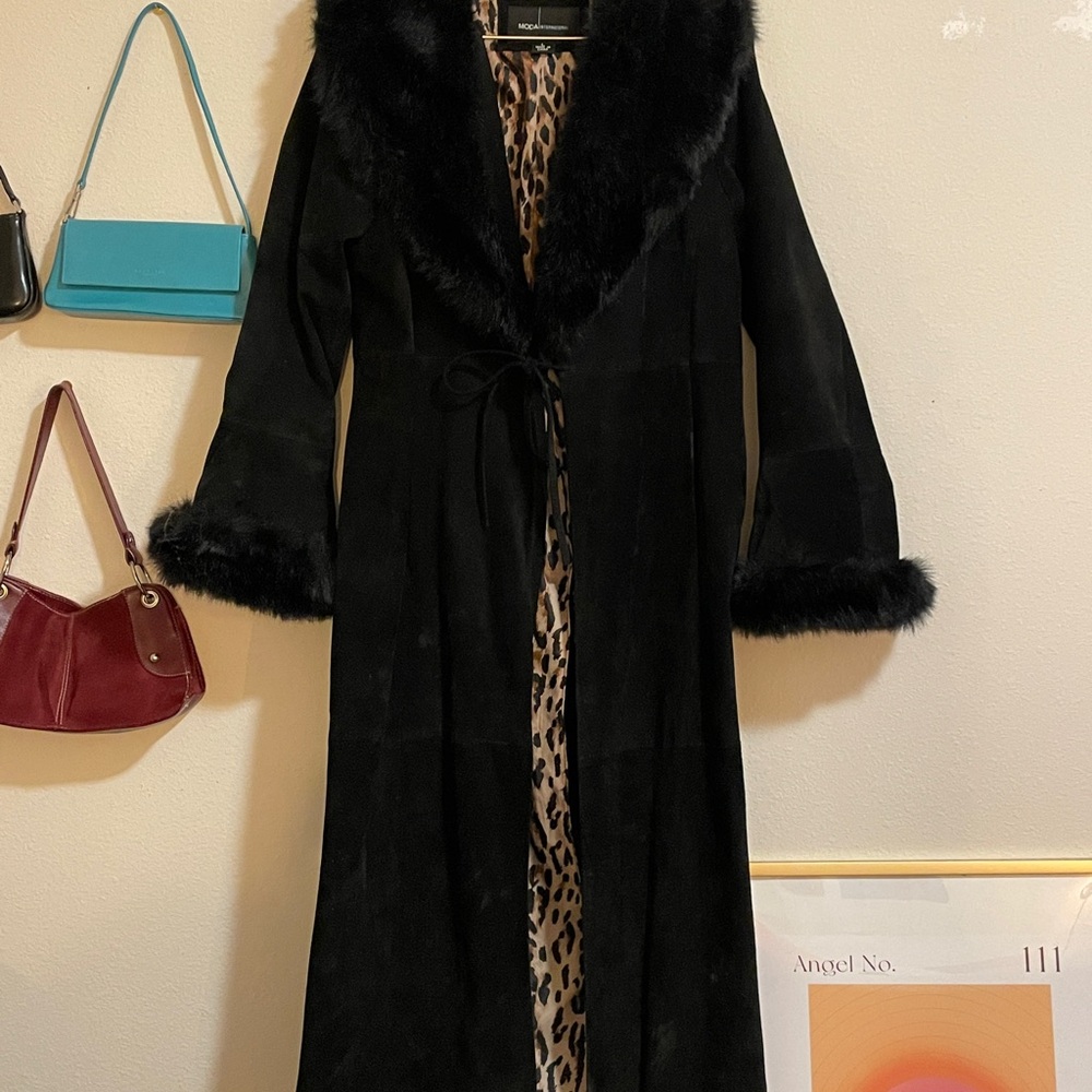 Vintage Genuine Leather Cheetah Lined Jacket